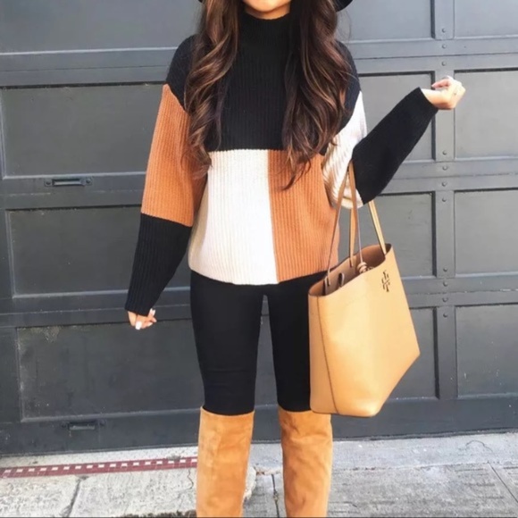 Black & Brown Color block sweater - Picture 5 of 5